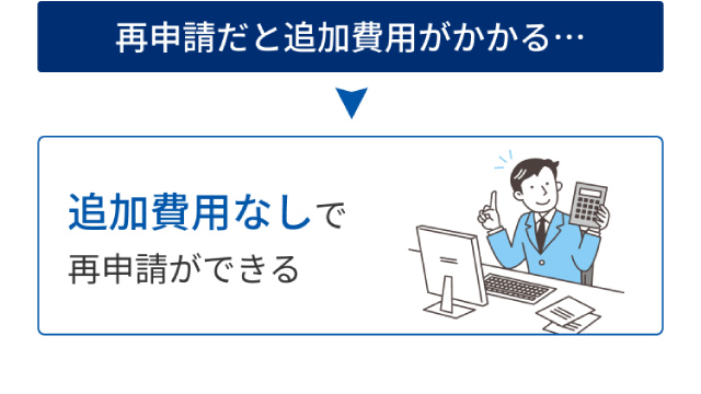 追加費用なしで再申請ができる